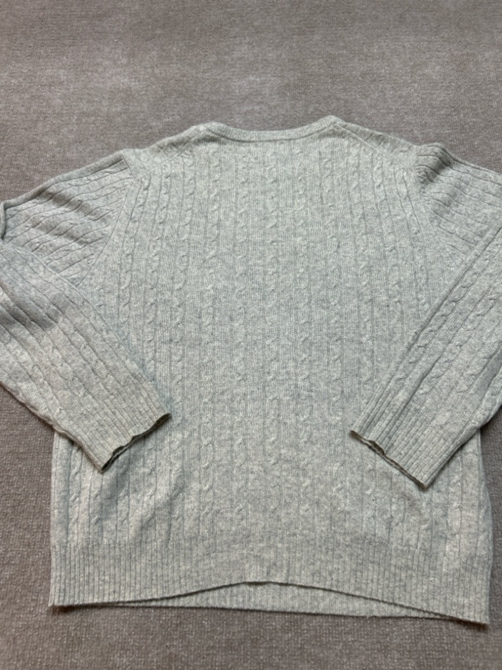 Cashmere Sweater Mercer Street Studio Large Gray Cable Knit 100% Cashmere 0903 - Picture 2 of 3